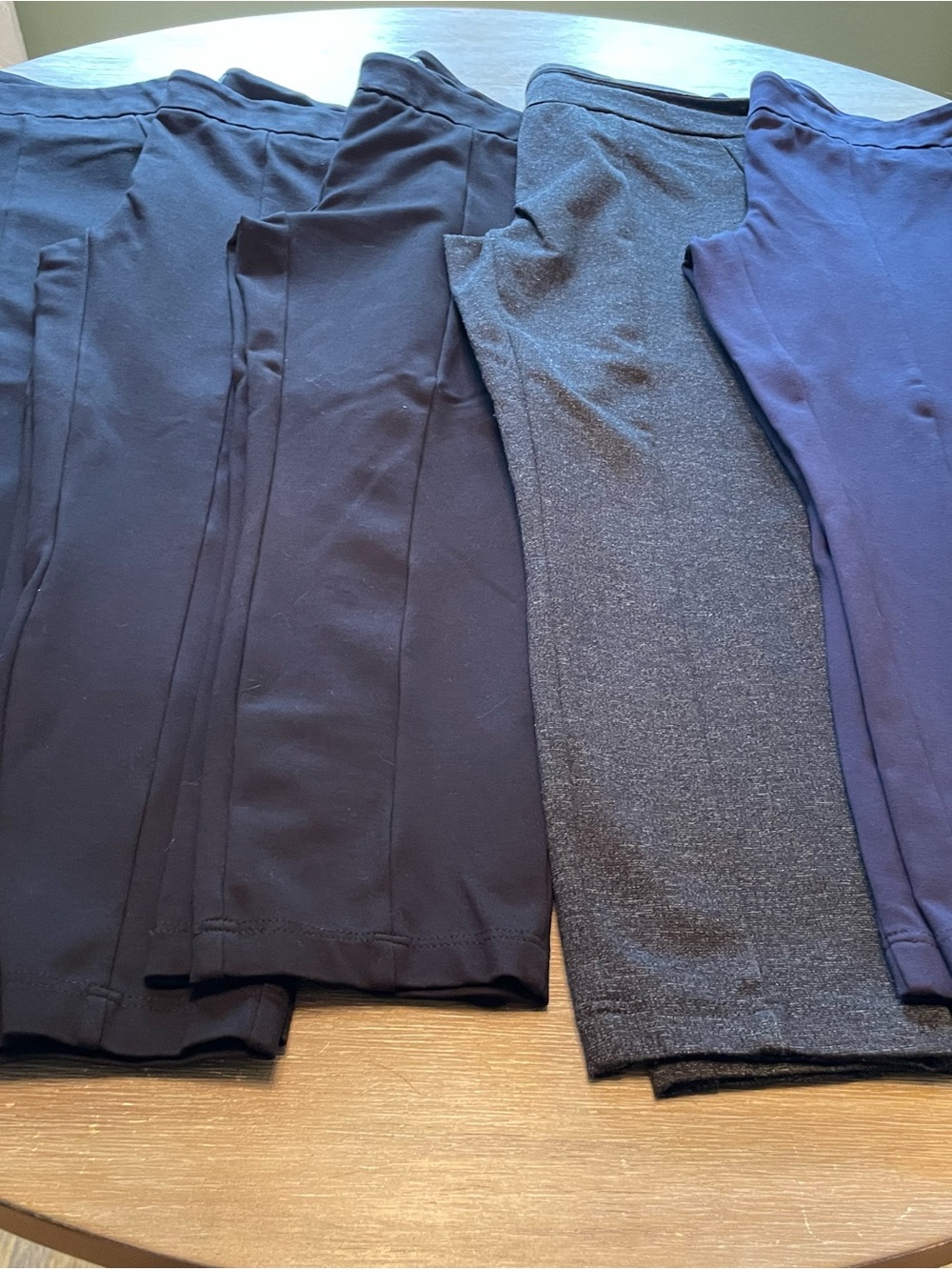 5 Hilary Radley Pull On Stretch Pant. 3 black, 1 navy & 1 charcoal gray/grey.